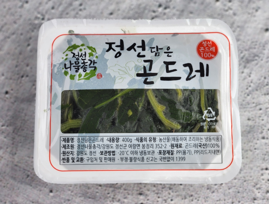 정선 삶은 냉동 곤드레 400g팩 가정용 2개 , 3개 : 와따식품