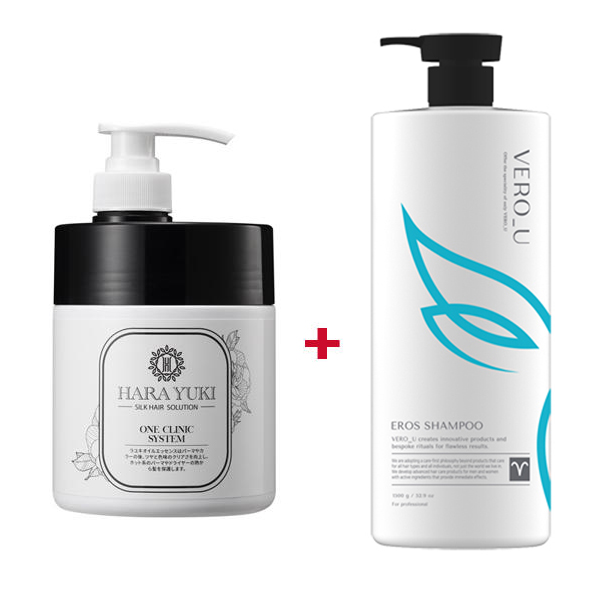 하라유키 원크리닉 시스템 500ml+베로유자몽샴푸 1000ml /미용실 클리닉 트리트먼트 헤어팩 : 차밍유