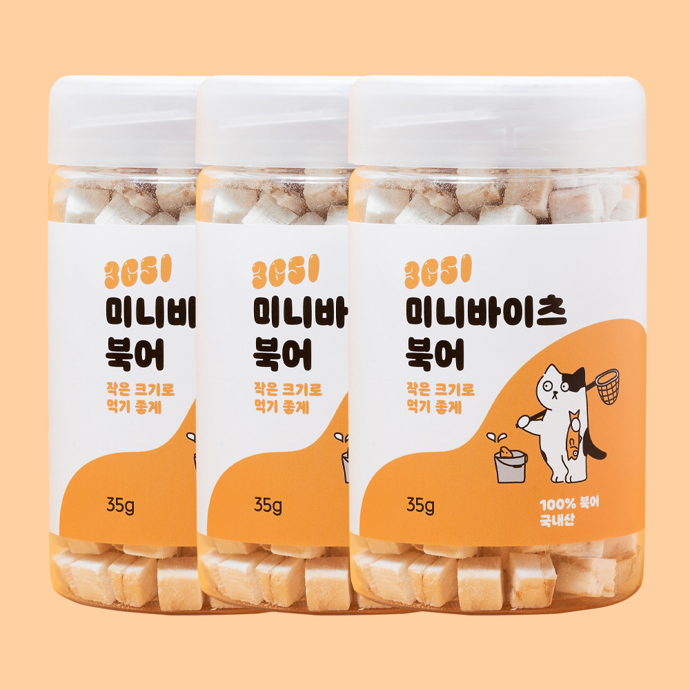 3651 미니바이츠 고양이 트릿 간식 국내산 북어, 35g, 3개 : 3651 브랜드스토어