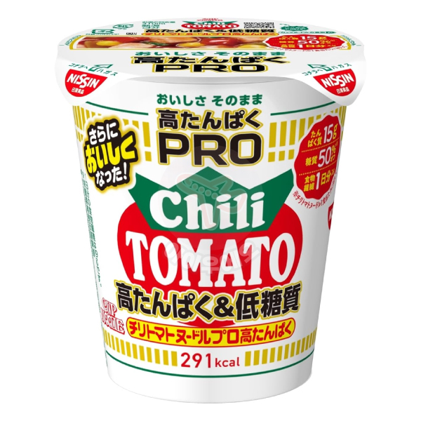 닛신 컵누들 PRO 칠리토마토 고단백 저당질 컵라면 라멘 12개 : 아이우에오몰