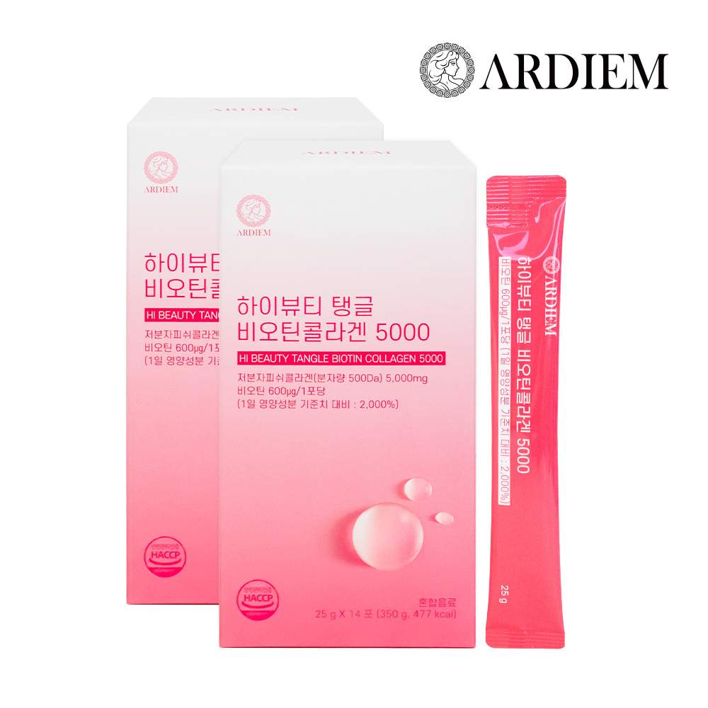 아르디엠 하이뷰티 탱글 비오틴콜라겐 350g 14포, 2개 : 아르디엠