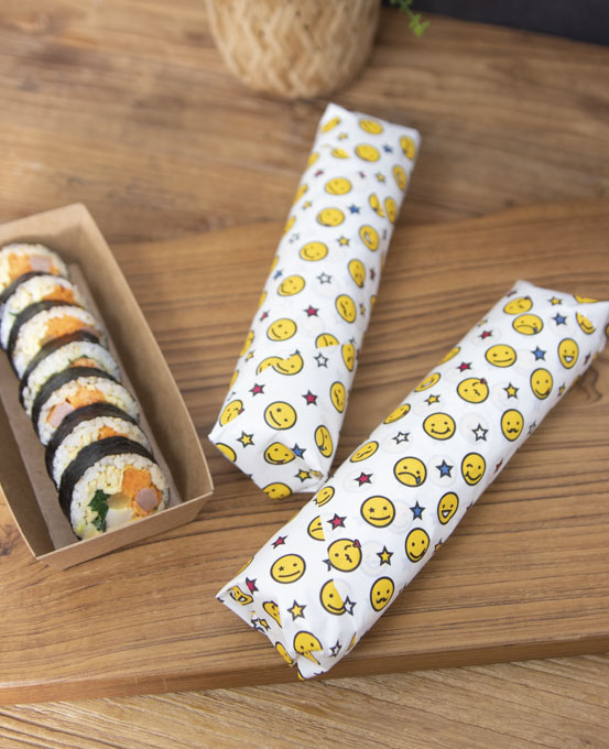 코팅 김밥포장지 샌드위치 햄버거 포장지 스마일 30x30 : 소품테라스