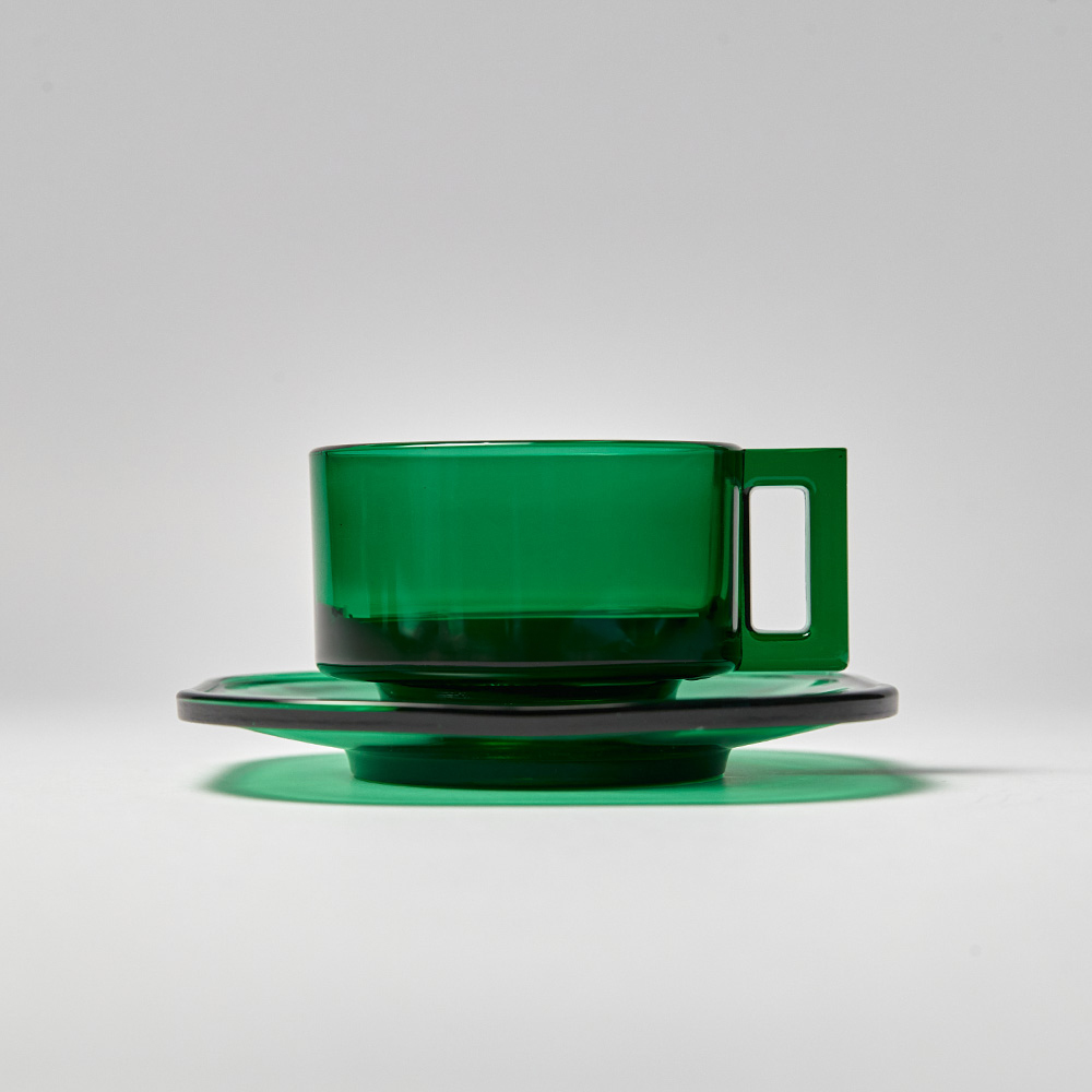 아르노글래스 컵앤소서 ARNO GLASS CUP AND SAUCER GREEN : ARNO GLASS