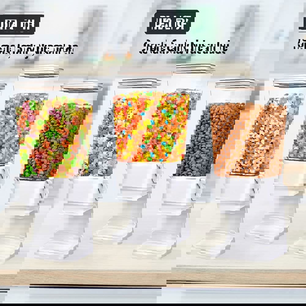 미보사쿠키 시리얼 디스펜서 조리대 대형 용기 수납 팬트리 드라이 푸드 캔디 기계 밥 스낵, 견과류, 그래놀라(화이트,1PC) : 서초직구여행