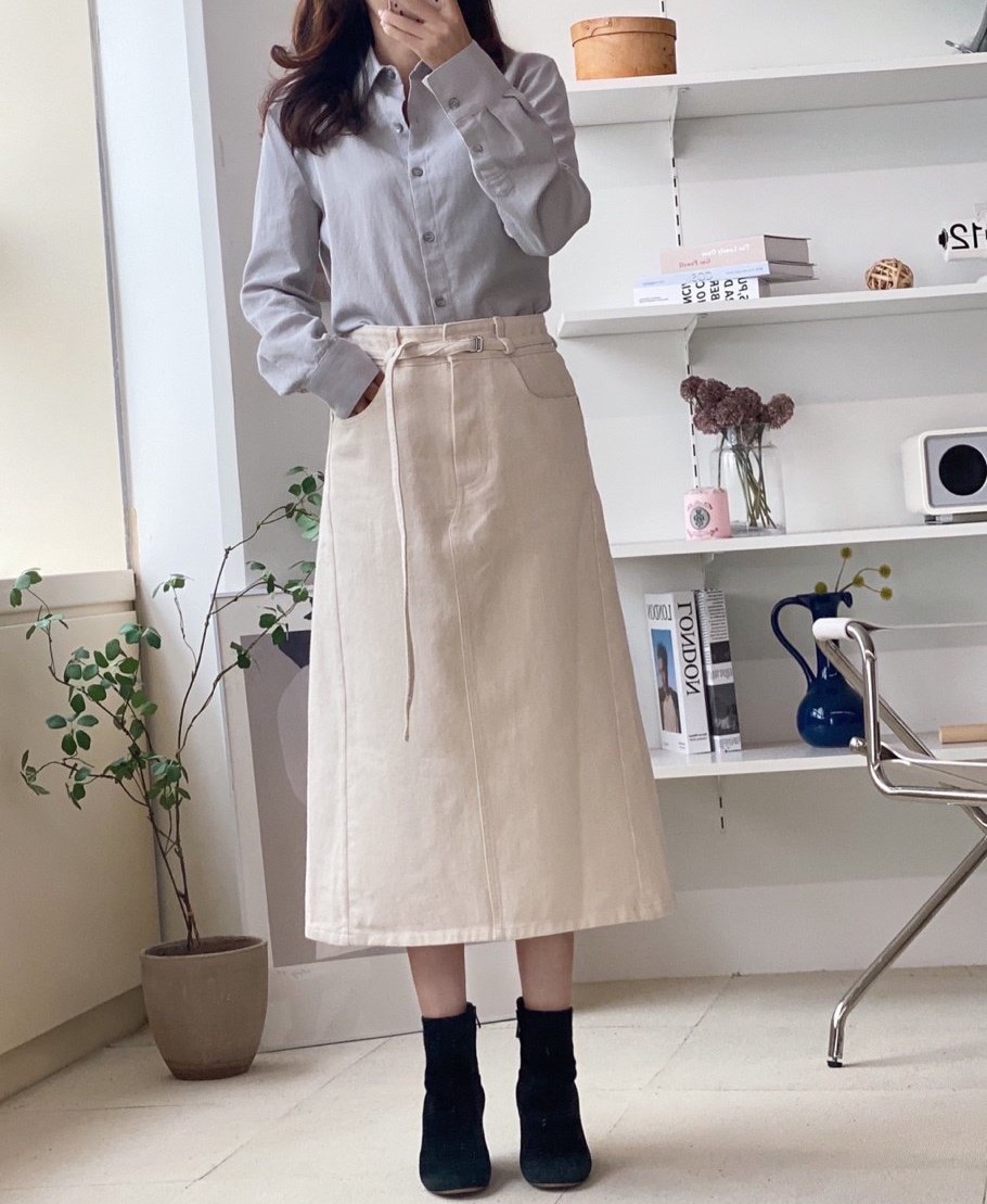 리리끄 309 피치 기모 A라인 스커트 : 유니아라