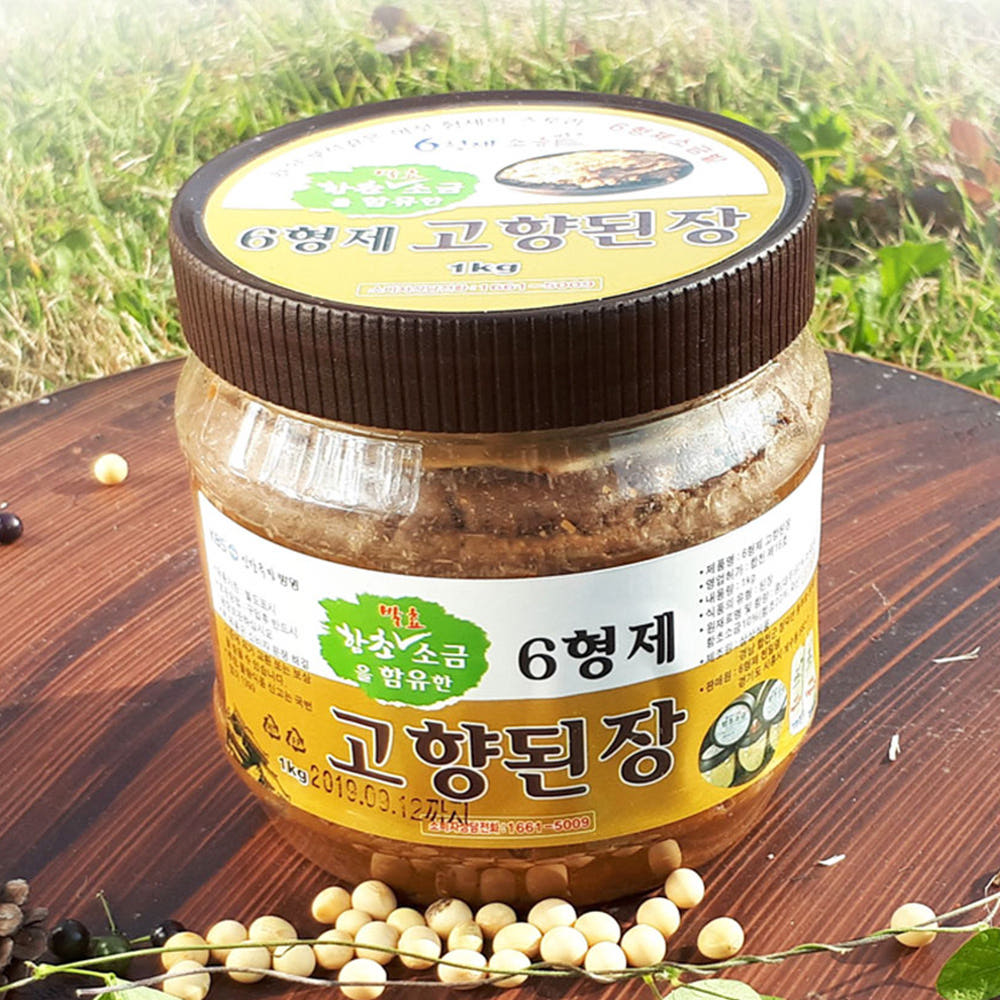6형제 고향된장 3kg 함초소금을 넣어 만든 짜지 않고 구수한 시골된장 맛 : 맛자랑
