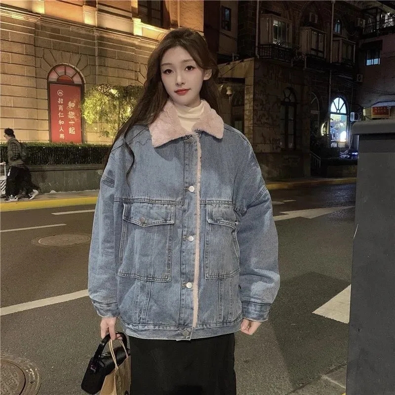 여성 가을겨울 패션 데님 패딩 점퍼 빅사이즈 기모 청 재킷 캐주얼 JCC1202Pe8 : 한국명보 주식회사