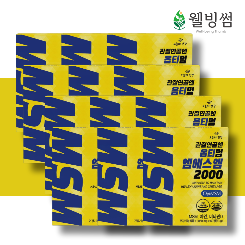 옵티 엠에스엠 OPTI MSM2000 식이유황 무릎 관절 연골 건강 60정, 12개 : 웰빙썸