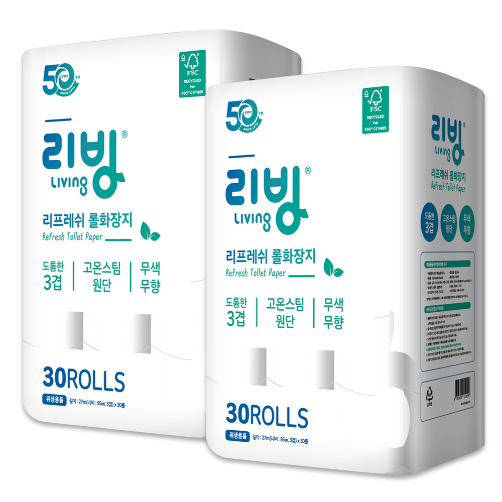 [삼정펄프] 50주년 특별기획 화장지 27M 30롤 2팩 : 샵피온