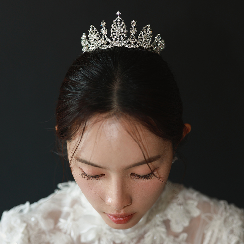 아벨리나 티아라 HAB0733 셀프 웨딩 스튜디오 촬영 왕관 보석 큐빅 헤어 악세사리 소품 : 베일즈