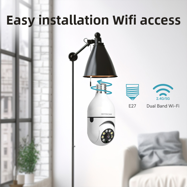 야외용 전구 보안 카메라 2.4G 및 5GHz WiFi 1080P E27 라이트 소켓 보안 카메라 실내 360  뷰 컬러 야간 투시경 : 제이피시스템직구