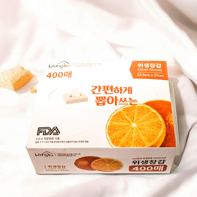리빙포유 일회용 비닐장갑 400매 1+1 크린 위생장갑 : 리빙포유