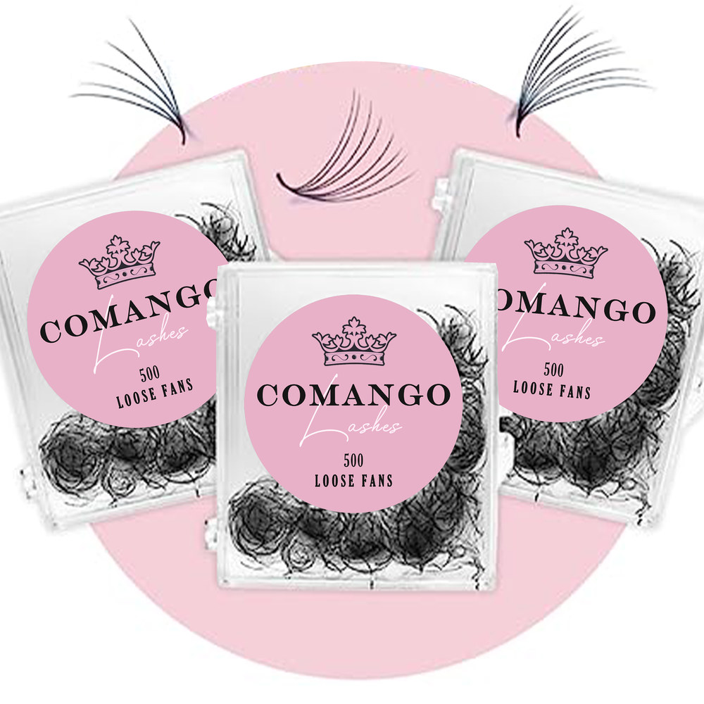 CoMango 500 벌크 속눈썹 익스텐션 팬 6D 10D 12D 14D 16D 포인트 스템 0 05/0 07 C/D 컬 프리메이드 볼륨 3D -0.07mm C 8mm : 디에이치유... 