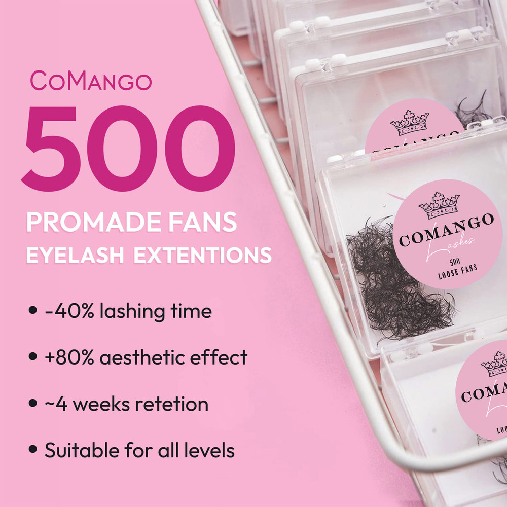 CoMango 500 벌크 속눈썹 익스텐션 팬 6D 10D 12D 14D 16D 포인트 스템 0 05/0 07 C/D 컬 프리메이드 볼륨 3D -0.07mm C 8mm : 디에이치유... 