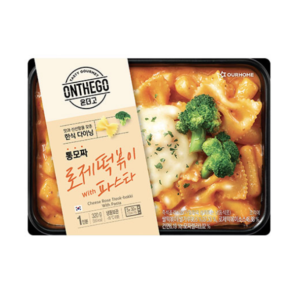 아워홈 온더고 간편도시락 통모짜 로제떡볶이 with 파스타 320g (냉동) : 탑마켓24