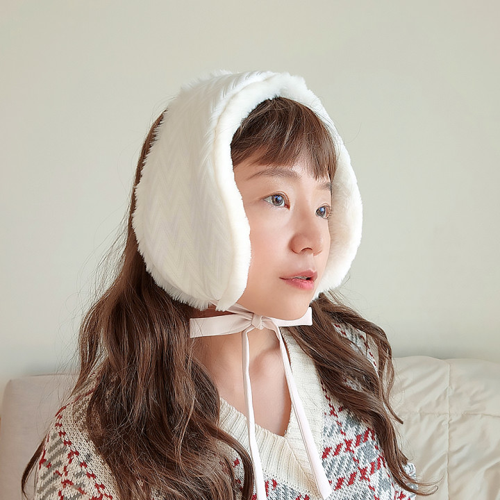 연빗 귀도리 볼끼 귀마개 목도리 3컬러 (면혼방누빔, 퍼, 솜누빔, 3겹 소재) 남녀공용 : 연빗 생활한복