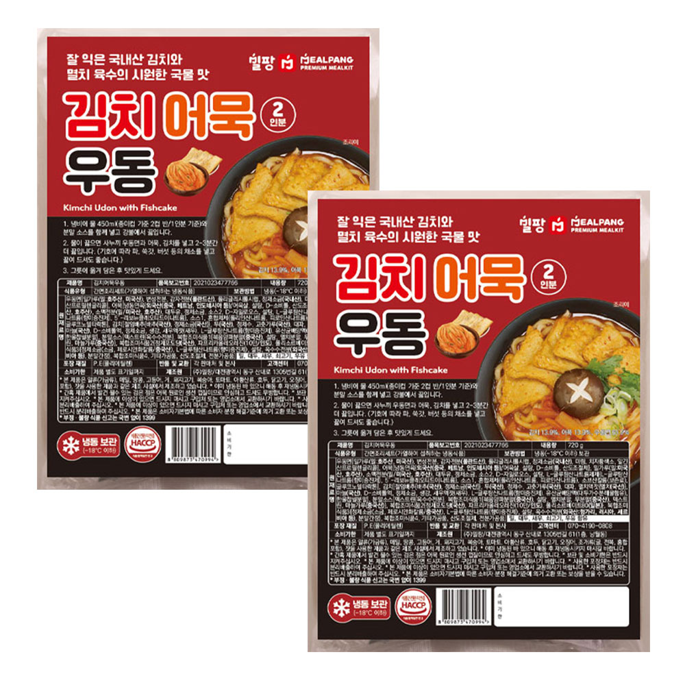 밀팡 김치어묵우동 720g (2인분) x 2팩 : 스낵 팩토리 99