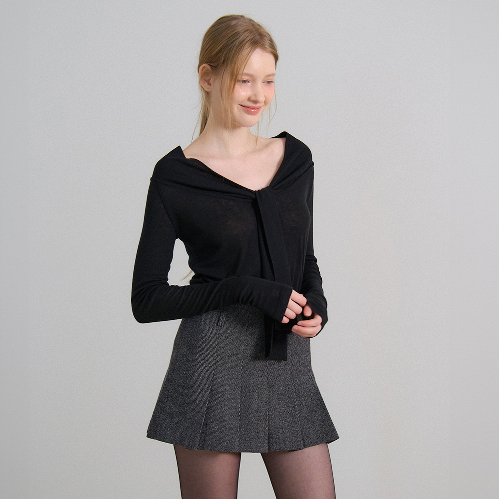 [벰버] PLEATS MINI SKIRT (CHARCOAL) : vem.ver