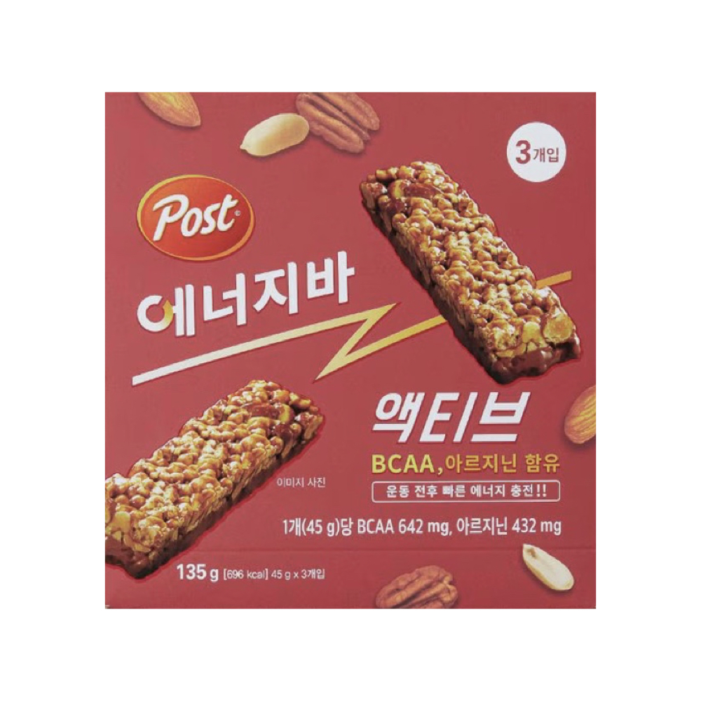 포스트 에너지바 액티브(10p) 450g 10갑 : Dandelee