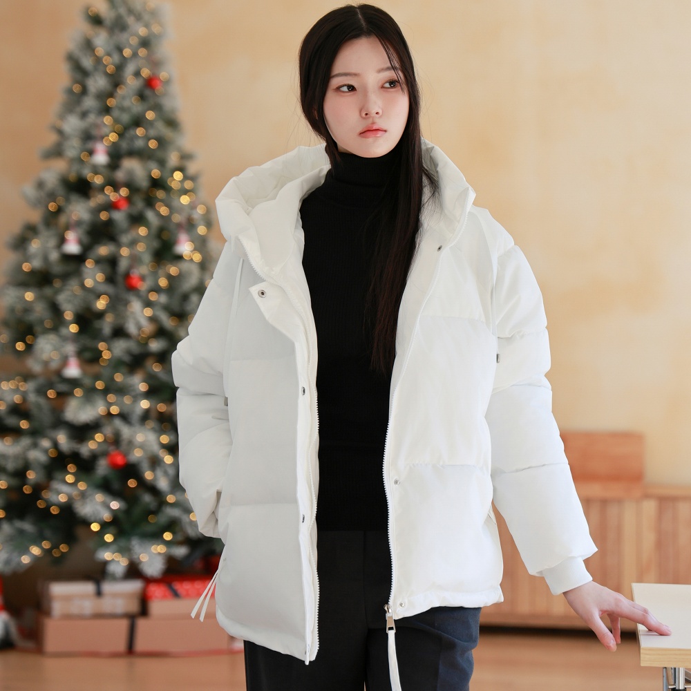 여성 숏 패딩 점퍼 아우터 여자 패딩 후드 점퍼 : 썬콜렉션