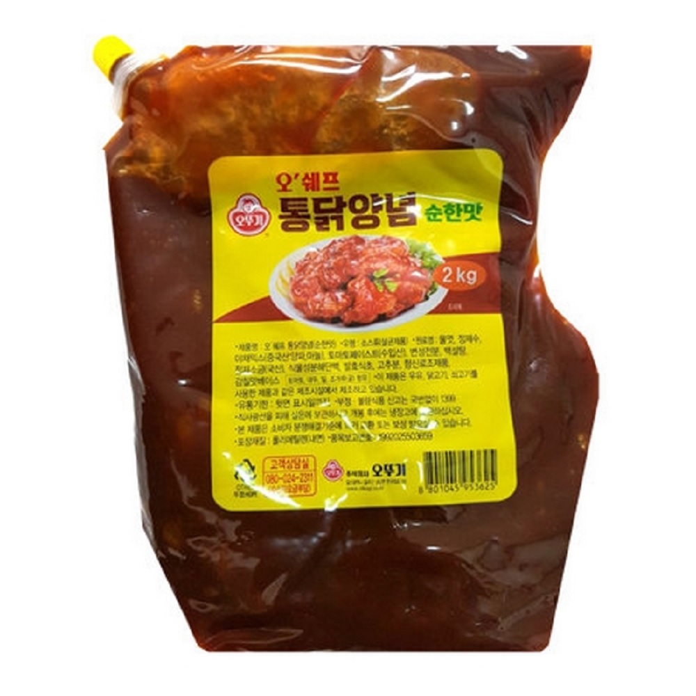 오뚜기 오쉐프 통닭양념순한맛 2kg x 6개 1박스 : FOOD파트너스