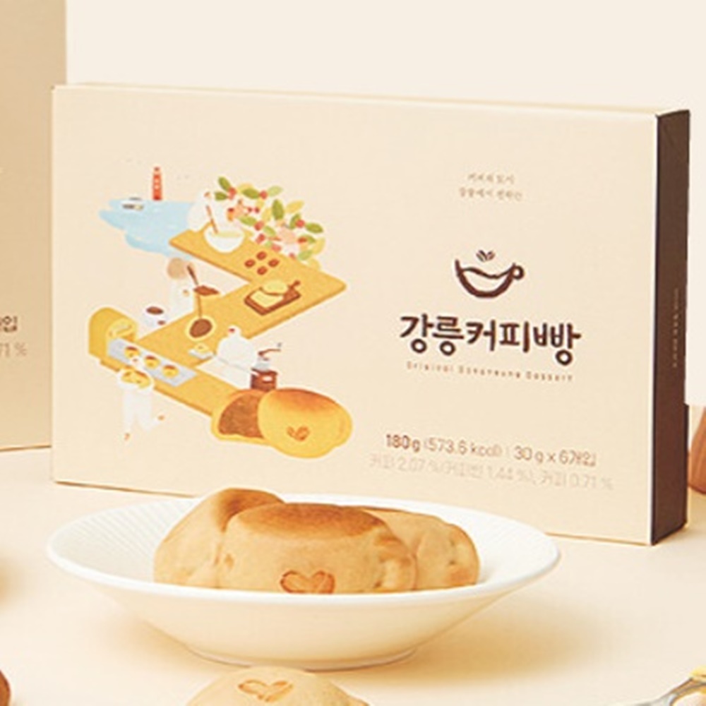 강릉커피콩빵 커피빵 개별포장 30g, 6개입, 1개 : 영마루