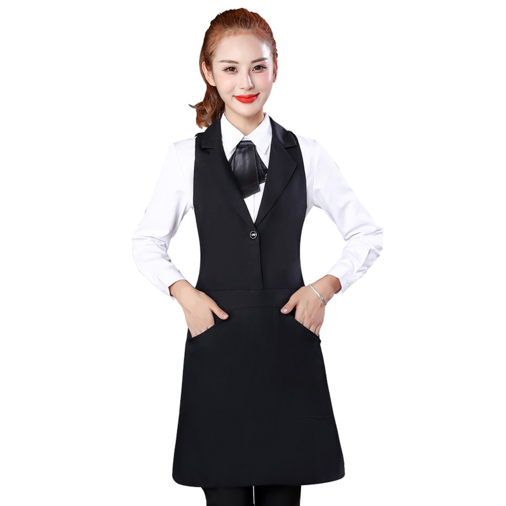 카라 커피숍 유니폼 세트 바리스타 직원 넥 모자 568와인(앞치마) : 이코노플레이스