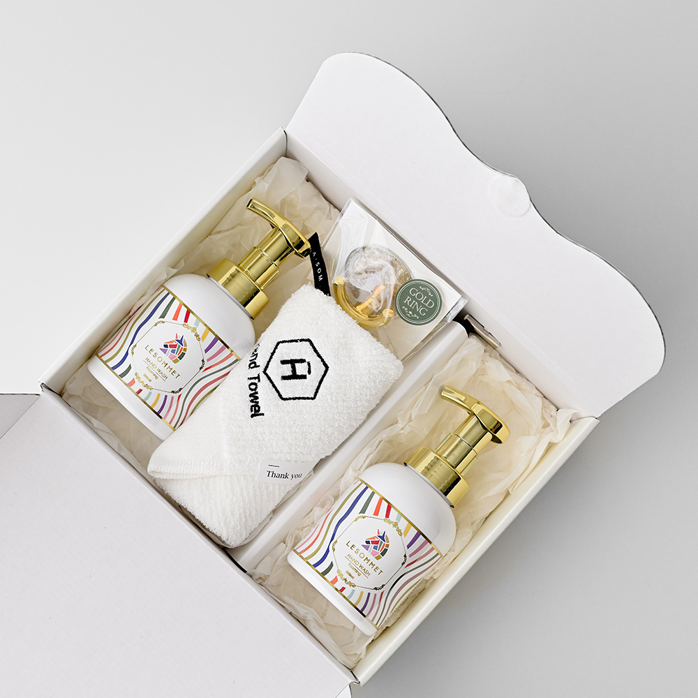 결혼식 르소메 핸드워시 300ml 2P 핸드타월 골드걸이 답례품 칠순 조문 결혼 돌 프리미엄 세트 : 아솜 답례품