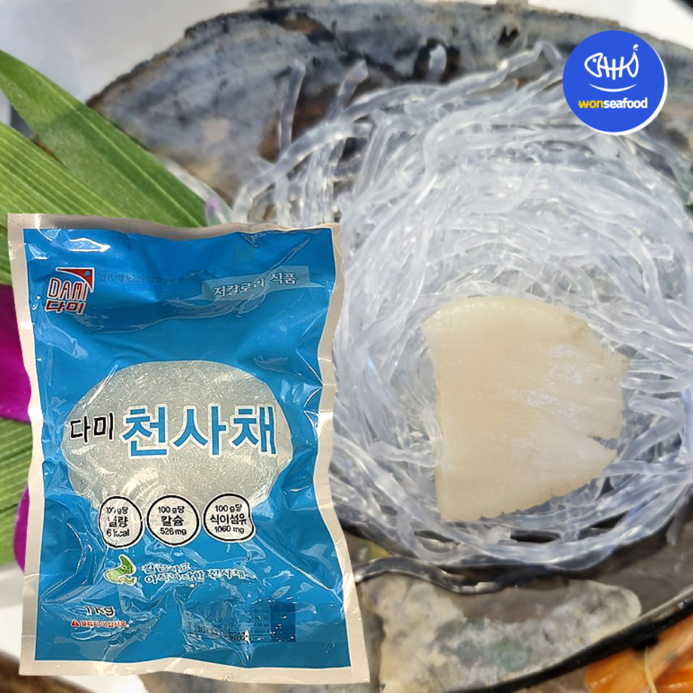 다미식품 천사채 소 1kg 당면화 잡채 샐러드 냉채 횟집 식당 회 데코 : 원씨푸드