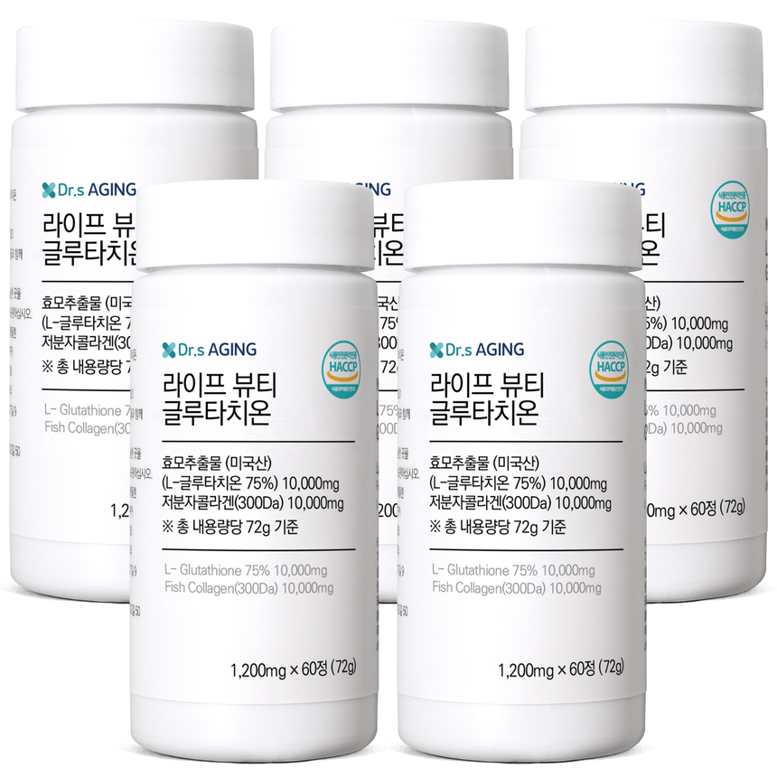 닥터스에이징 글루타치온 미국산 75% 라이프 뷰티 글루타치온 1200mg 60정, 6개 : 닥터스에이징