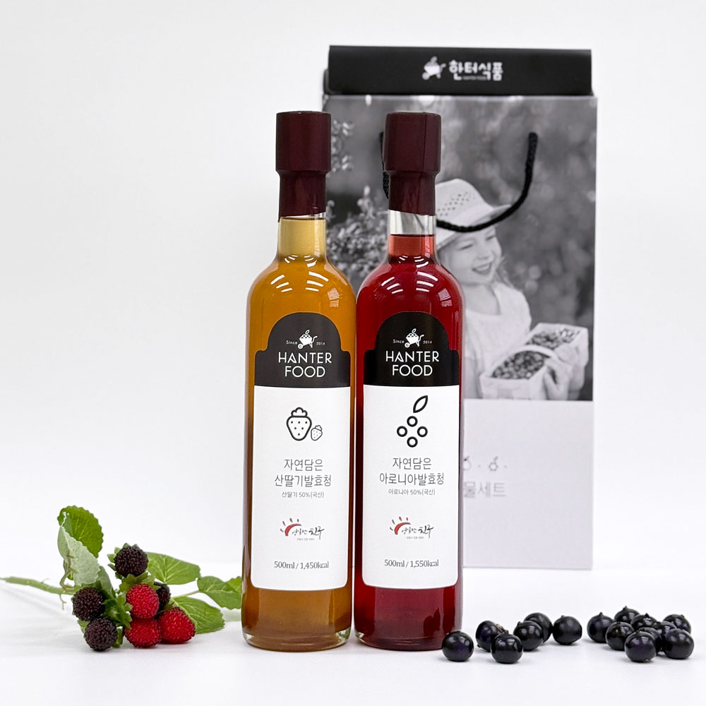 한터식품 산딸기청 아로니아청 엑기스 500ml 2종 세트 : 농업회사법인주식회사한터식품