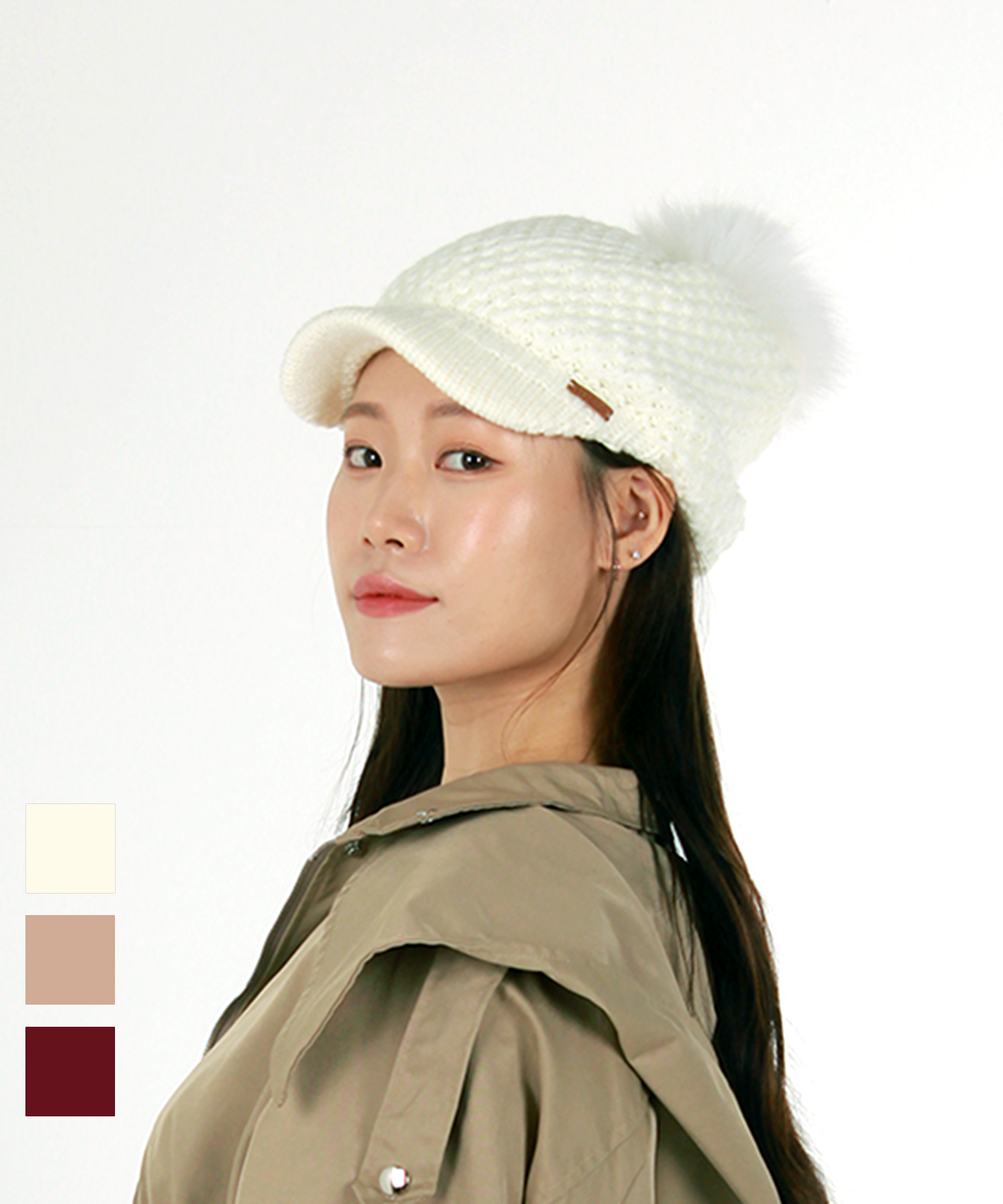 하카 여성 겨울 방울 캡모자 니트 비니 속기모 겨울모자 골프 스키 : 헤헤햇