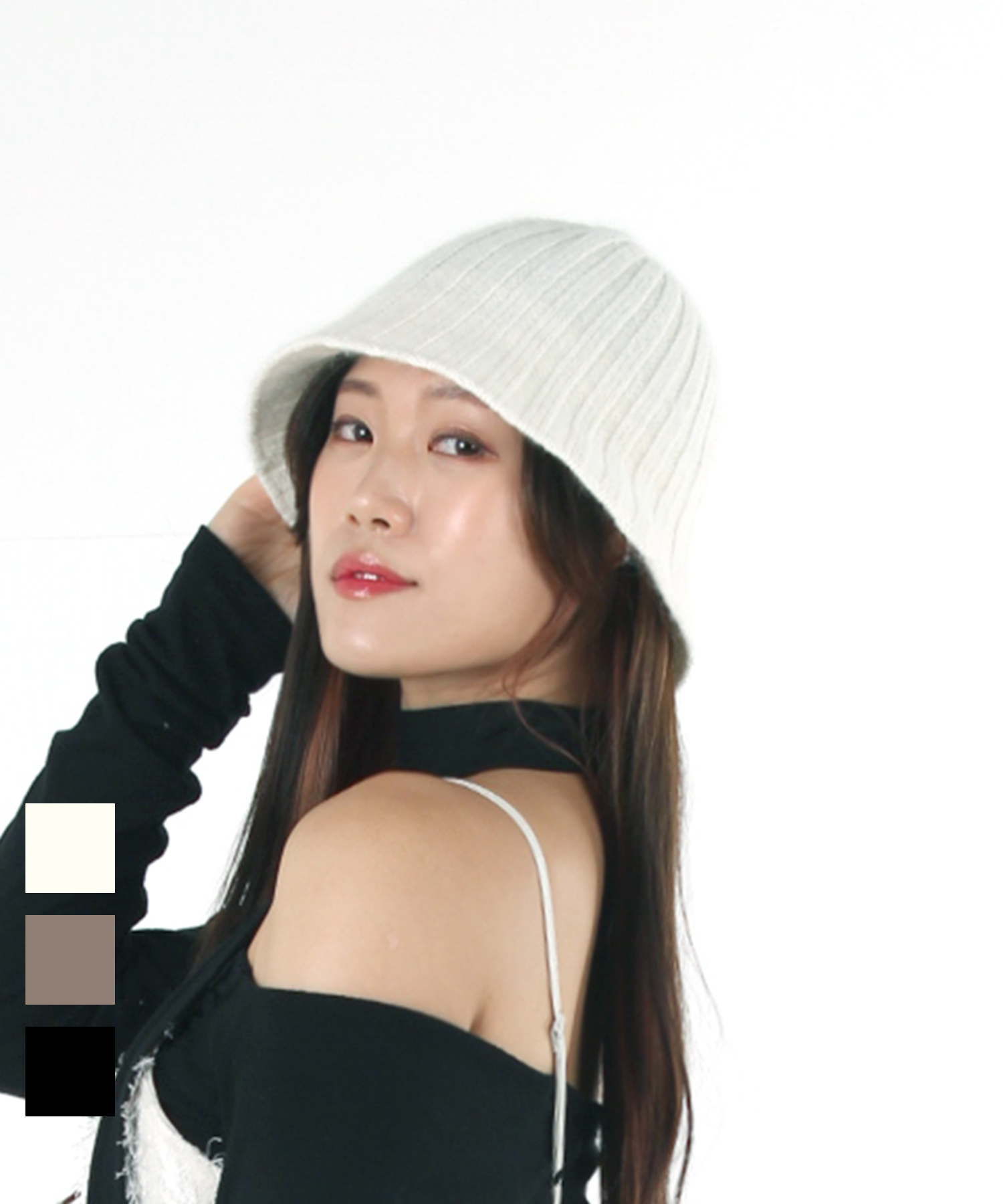 하카 앙고라 울 블루밍 줄지 비니 (3color) : 헤헤햇