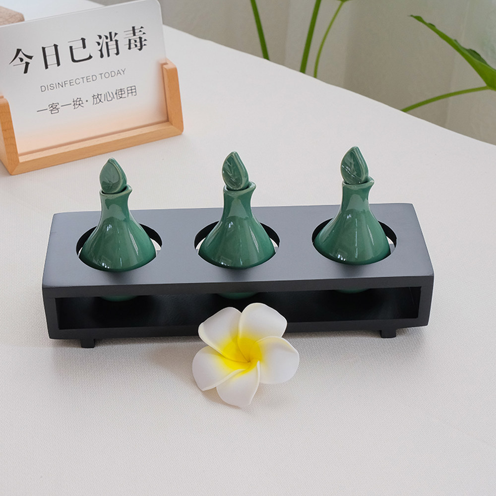마사지 에스테틱 오일 도자기병 공병 도자기 소분 뷰티샵 용기 56 흰 계란 꽃 5송이 : 퍼플피치s