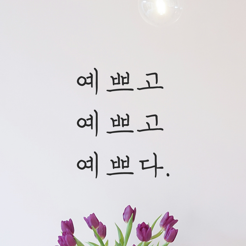 감성 손글씨 레터링 스티커 예쁘고 예쁘고 예쁘다 검정S : 어썸투데이