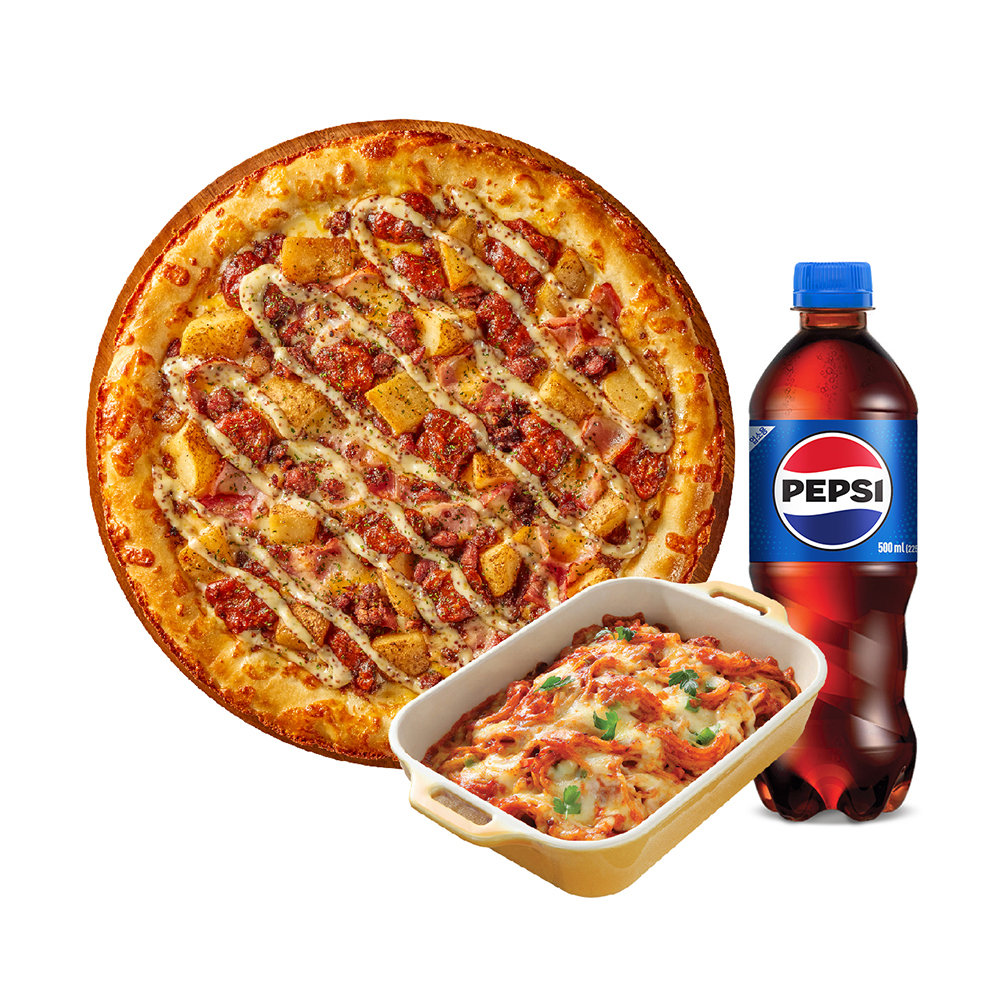 [피자에땅] 피파세트R 라구 포테이토 피자R+치즈스파게티+콜라500ml : 슈퍼콘