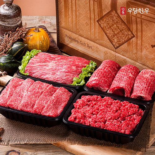(면세) [안동우담한우] 1+등급이상 한우 정육 실속세트 4호 2.0kg (국거리500g + 불고기500g + 산적500g + 다짐육500g) : 지앤티윈윈몰