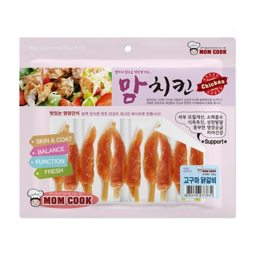 맘쿡 대용량 사사미 강아지 간식 맘치킨 고구마 닭갈비, 300g, 1개 : 위아펫