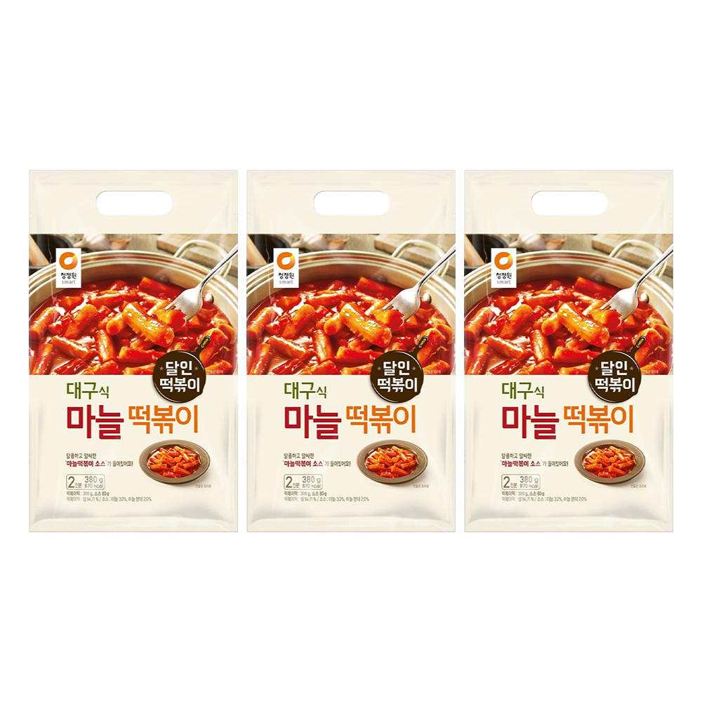청정원 대구식 마늘떡볶이, 380g, 3개 : 슈팅배송