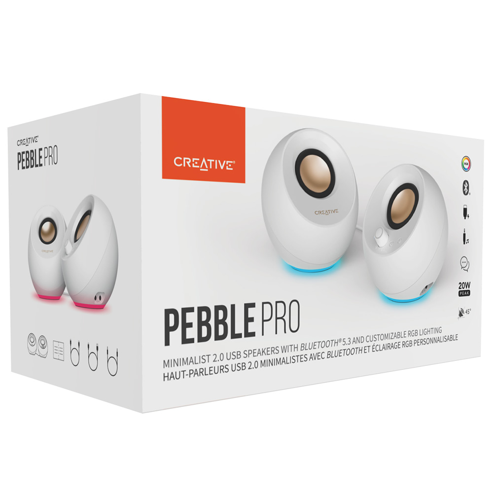 Creative 크리에이티브 페블 PEBBLE PRO WHITE RGB USB 유무선 스피커 : 주식회사 인스토어