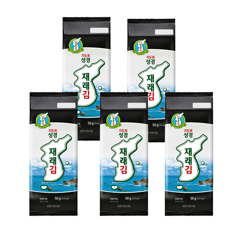 [성경김본사] 대용량 재래 도시락김(80매) 50g, 5개 : 주식회사 성경식품