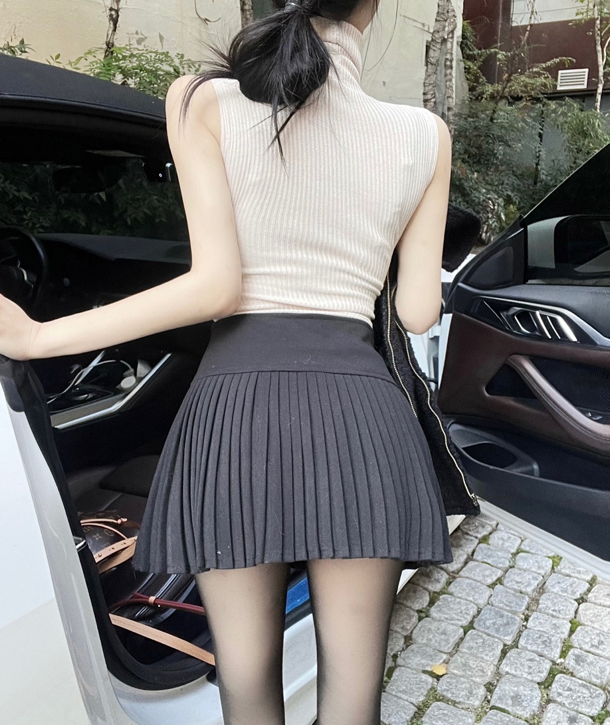 쁠리 은장 플리츠 미니 치마 바지 : serendy