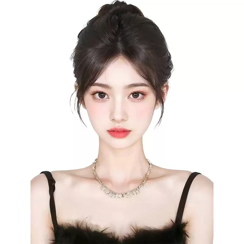 자연스러운 앞머리 가발 잔머리 모발 헤어라인 헤어 피스 촬영 모카브라운 : 상하이스토어