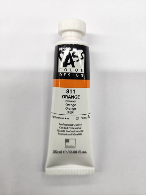 신한 전문가용 패스디자인칼라 튜브형 20ml 수채화물감 포스터칼라 811 ORANGE : 아트셀러스