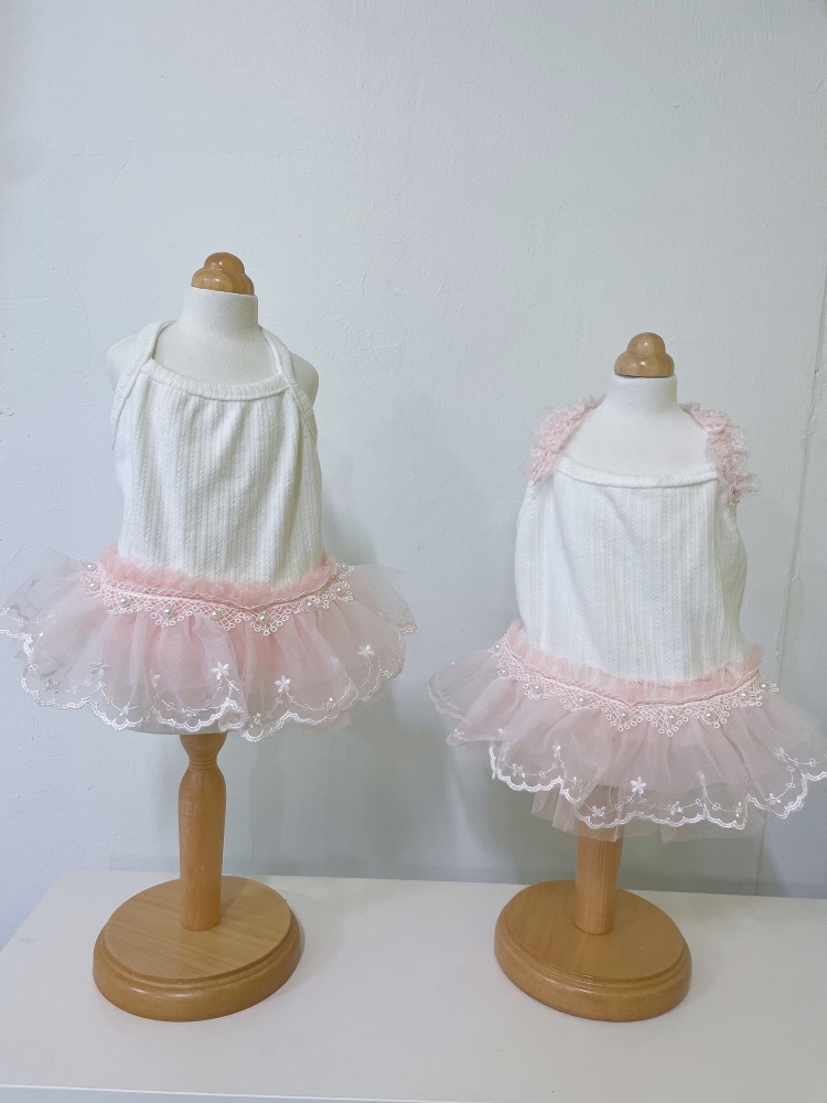 강아지 핸드메이드 로지 블러썸 레이스 원피스(주문제작) : 37.5 삼십칠점오