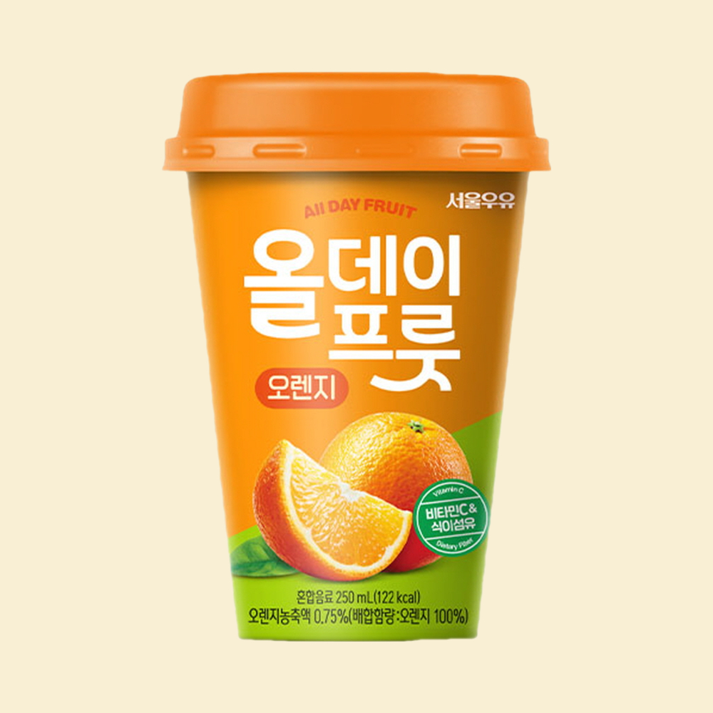 서울우유 올데이프룻 오렌지 250ML 10개세트 단체급식 공장 사무실 간식 : 우유청년