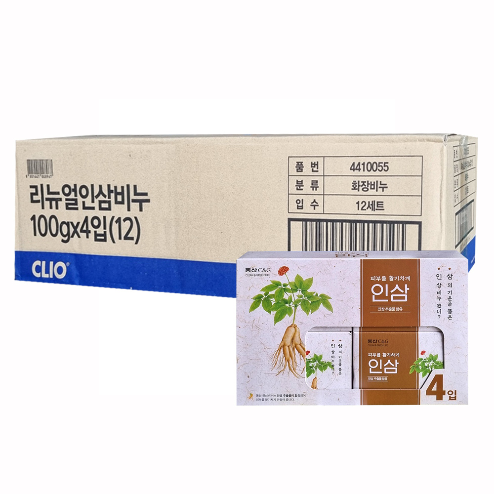크리오 동산 인삼비누(세안비누) 100g 4입 x 12개(1박스) : happydream