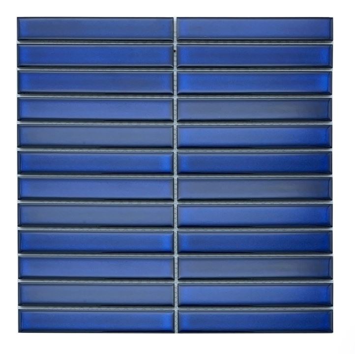18R145ROBLUE 직사각 유광 모자이크 22X145 시트 296X300 로얄블루 블루 타일 박스 시트 11장 1㎡ : 대일도기사 타일 스토어