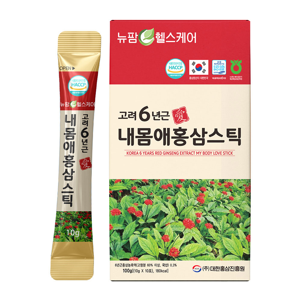 고려6년근 내몸애 홍삼 스틱 홍삼 작약 참당귀 영지 천궁 대추 감초 복령 16종 전통 원료 배합 : 대진이샵