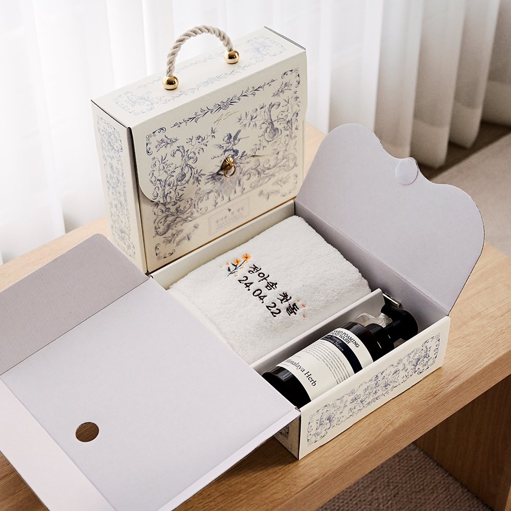 결혼식 나드핸드워시 500ml 자수 수건 답례품 칠순 조문 결혼 돌 기업 프리미엄 세트 : 아솜 답례품